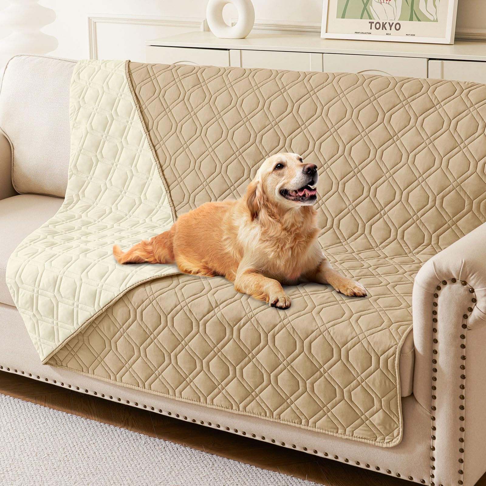 hyha Waterproof Dog Bed Blanket, Soft Pet Blankets, Waterproof Couch Cover for Dogs, Reversible Sofa Covers Washable for Furniture (30x70 Inch, Grey/Dark Grey)